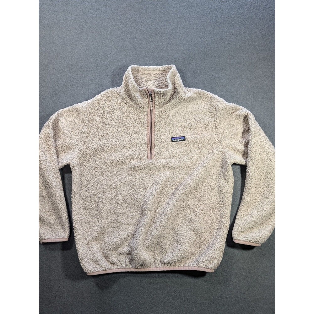 Patagonia Los Gatos 1/4 Zip Fleece Pullover Womens L Ivory Sherpa Fuzzy Gorpcore